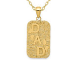 14K Yellow Gold DAD Gold Nugget Dog Tag Pendant Necklace with Chain
